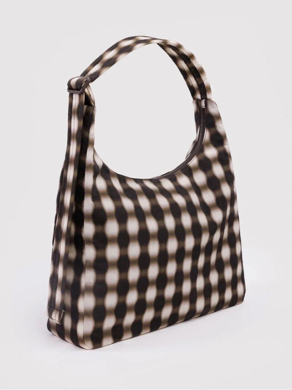 BAGGU Black and Cream Patterned Shoulder Bag